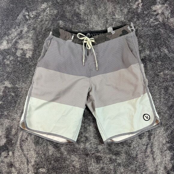 Vuori Cruise Board Shorts Striped Camo Drawstring Unlined Men's M/L 8" Inseam - Picture 1 of 13